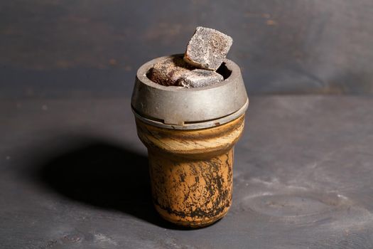 roasted coals in a clay bowl for a hookah