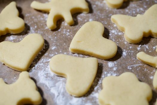 cooking homemade delicious cookies of different figures from the dough