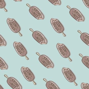 Popsicle seamless pattern illustration, Cute Popsicle on blue background.