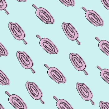 Popsicle seamless pattern illustration, Cute Popsicle on blue background.
