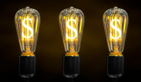 Money making idea. Light bulb with Dollar symbol.