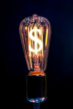 Money making idea. Light bulb with Dollar symbol.