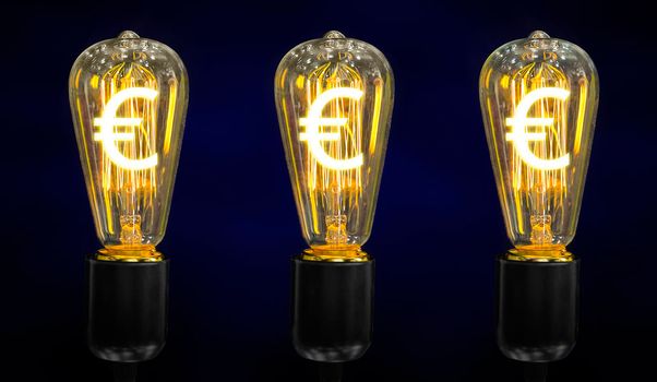 Money making idea. Light bulb with Euro symbol.