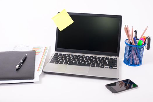 Laptop on a white background. Close up.