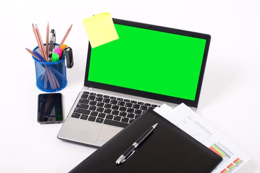 Laptop on a white background. Close up.