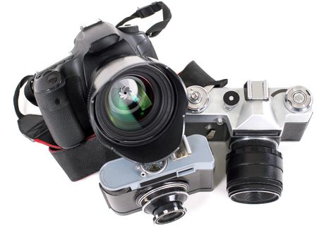 Photo Camera isolated on white background. Close up.