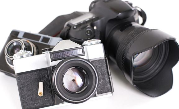 Photo Camera isolated on white background. Close up.