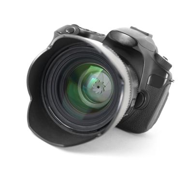Photo Camera isolated on white background. Close up.