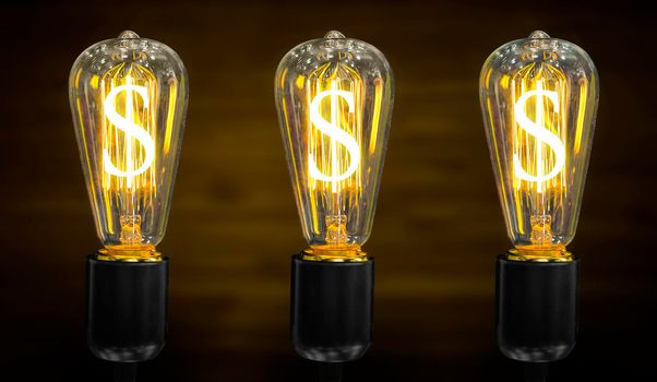 Money making idea. Light bulb with Dollar symbol.