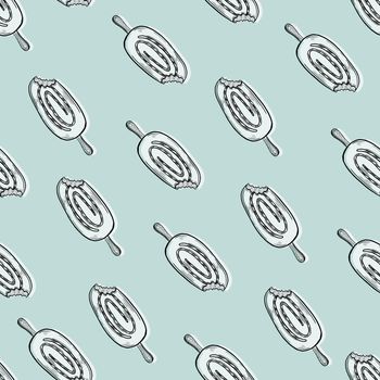 Popsicle seamless pattern illustration, Cute Popsicle on blue background.