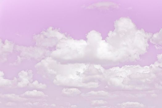 Beautiful clouds with blue sky background. Nature weather, white cloud pink sky.