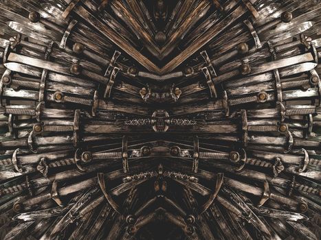 Metal knight swords background. Close up