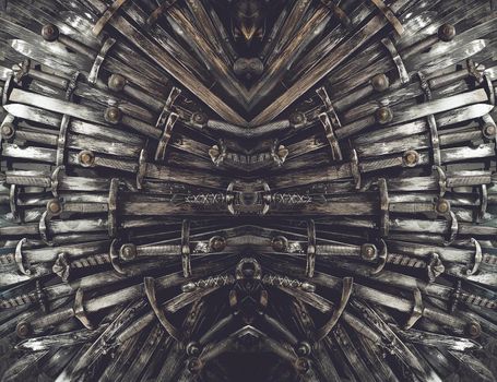 Metal knight swords background. Close up. The concept Knights