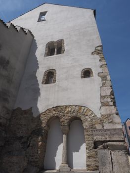 Ruins of Ancient Roman wall in Regensburg, Germany