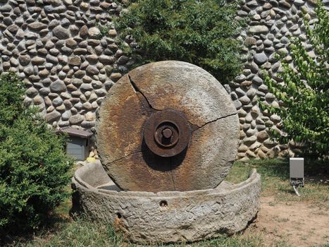 ancient millstone stone once used in a mill
