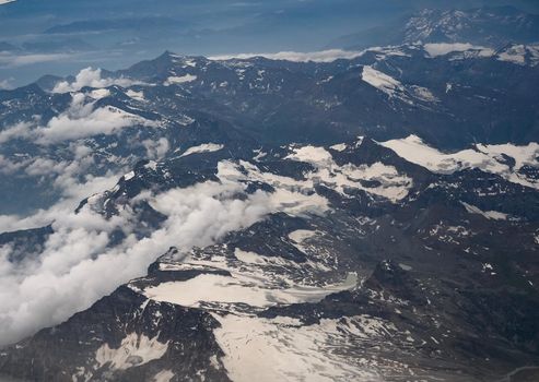 aerial view of Mount Blanc mountain in Valle d Aosta translation Aosta Valley