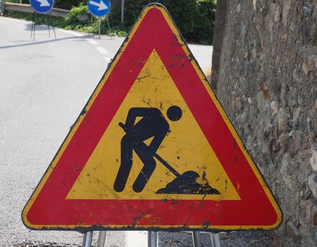 Warning signs, road works traffic sign aka men at work