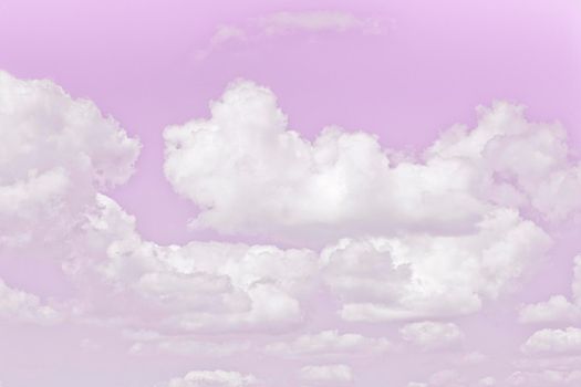 Beautiful clouds with blue sky background. Nature weather, white cloud pink sky.