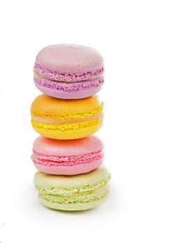 multicolored macaroon on a white background
