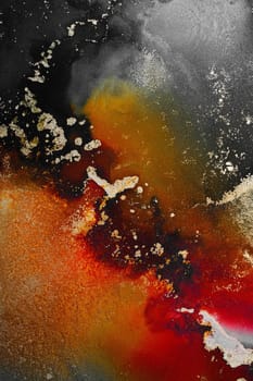 Burning abstract background from marble ink art of exquisite original painting . Painting was painted on high quality paper texture to create smooth marble background pattern of ombre alcohol ink .