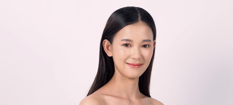 Beauty and skin concept. Beautiful young asian woman with clean fresh skin on white background. Face care Facial treatment Cosmetology beauty and spa concept. Beauty Korean looking. Asian women.