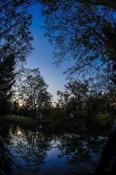 Silhouette of evening scenery and forest (Sendai / Glacial forest). Shooting Location: Sendai, Miyagi Prefecture