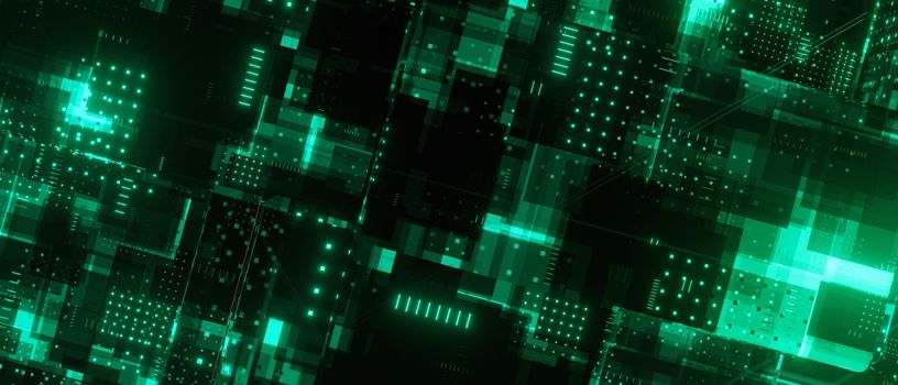 Abstract circuit board futuristic technology processing background 3d Render