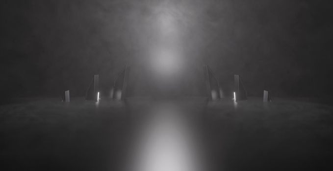 Fantasy Space Futuristic Mysterious Cinematic Smoke Light Grey Abstract Background Wallpaper 3D Render