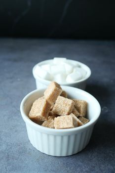 close up of brown sugar cube on table ,