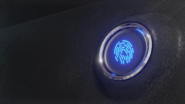 Fingerprint scan start engine startup security communication concept technology background 3d render