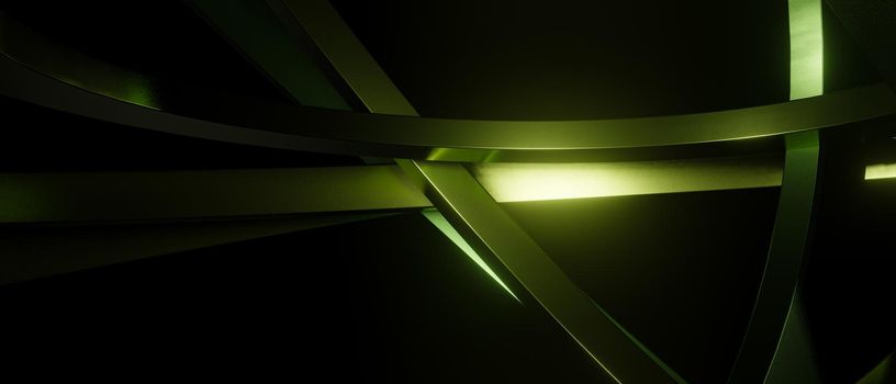 Green Metallic Banner Background Wallpaper 3D Render