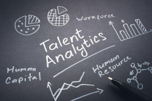 Handwritten talent analysis and charts on dark page.