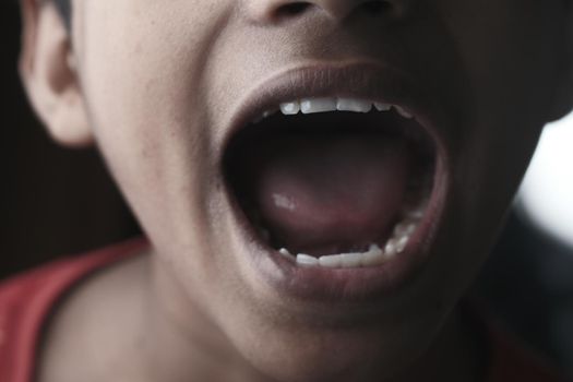 teenage boy screaming at camera ,