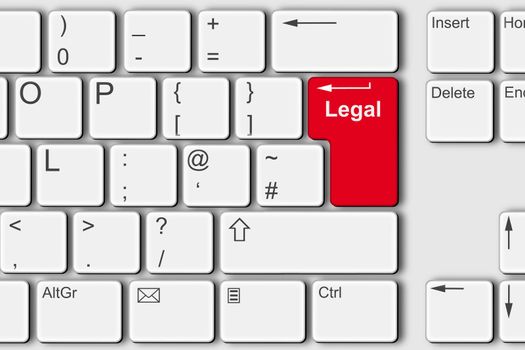 A Legal concept PC computer keyboard 3d illustration