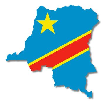 A Democratic Republic of Congo map on white background 3d illustration with clipping path