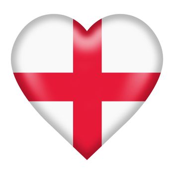 An England flag heart button 3d illustration isolated on white with clipping path