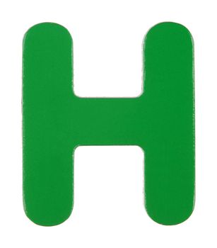 An upper case H magnetic letter on white with clipping path