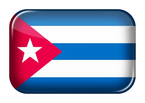 A Cuba web icon rectangle button with clipping path 3d illustration