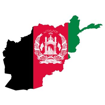 An Afghanistan flag map on white with clipping path