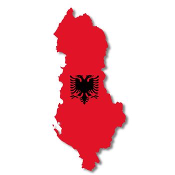 An Albania flag map 3d illustration on white with clipping path