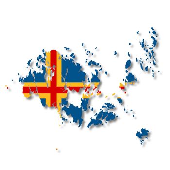 An Aland Islands flag map 3d illustration on white with clipping path