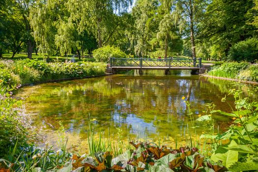 Public park near Royal Palace at sunny day in Oslo, Norway, Scandinavia