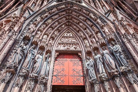 Strasbourg Notre Dame gothic cathedral ornate portal, Alsace, Eastern France
