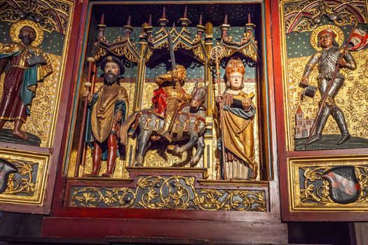 Strasbourg Notre Dame gothic cathedral ornate mural, Alsace, Eastern France