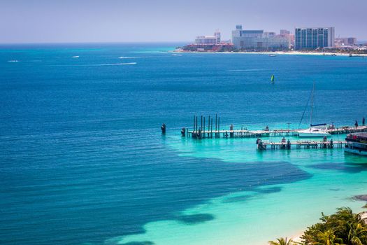 Tropical paradise: Cancun idyllic caribbean beach from above, Riviera Maya, Mexico