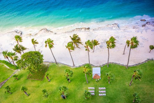 Tropical paradise: Cancun idyllic caribbean beach from above, Riviera Maya, Mexico