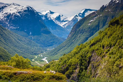 Dramatic landscape in Old Strynefjell Mountain Road, western Norway, Scandinavia