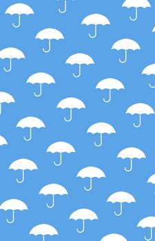 umbrella pattern. White umbrellas on a blue background. Art. Background. Illustration
