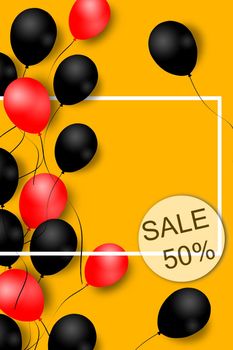 Black friday sale background with balloons. Modern design. Universal background for poster, banners, flyers, card. Illustration. Pattern