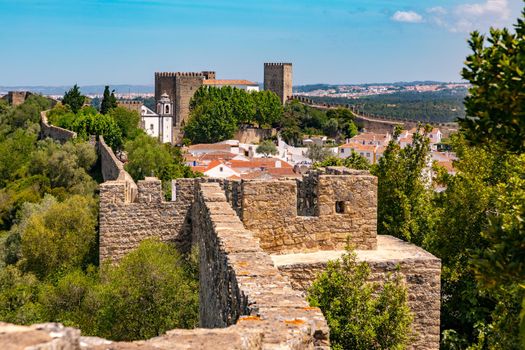 The fortress of Obidos with castle and fully accessible city wall, Portugal
